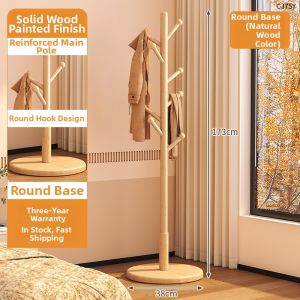 Minimalist Modern Solid Wood Coat Rack and Bag Holder