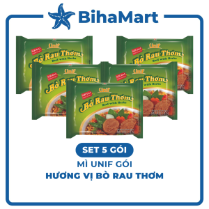[SET 5 GÓI] - UNI-PRESIDENT - Mì Unif hương vị Bò Rau Thơm (72g/gói) - Mì ăn liền Unif Mì Unif gói bò rau thơm