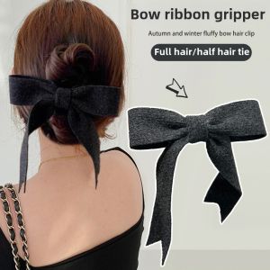 Knitted Butterfly Knot Hair Clip Plush Duckbill Clip Womens Back of Head Grab Clip Hair Accessories Korean Style Fresh out