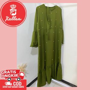 Gamis Wanita Bahan Moscrepe Premium Pakaian Dress Lebaran Kondangan Fashion Muslim Wanita Remaja Dewasa Trendy - XELLEA