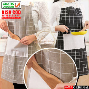 Celemek Masak Apron Chef Motif Kotak Kotak Bahan Katun Pelindung Kotoran Kualitas Import MX1057
