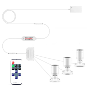 1-6PCS Dimmable LED Cabinet Spotlights 45° Rotatable With RF Remote Control 3 Color Options for Kitchen Display Case