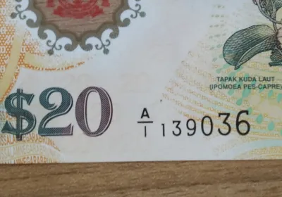 Brunei & SG Prefix A1 $20 Banknote