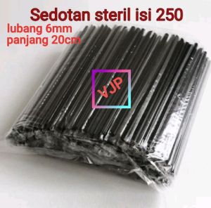 Sedotan Buble Steril Hitam Polos 6mmx20cm / Wraping Plastik Hygienis Food Grade Straw Isi 250pcs Es Teh Kopi Jus