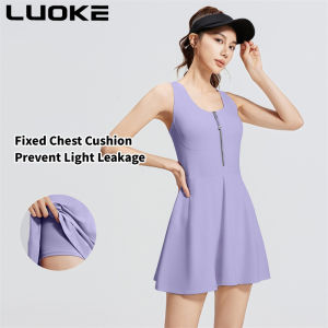 Luoke ปลอมสองชิ้นโยคะเสื้อผ้า Sclottes กางเกงขาสั้นกระโปรงใหม่แบดมินตันกระโปรงสั้นวิ่งออกกำลังกายเทนนิสกีฬาวิ่งด่วนแห้งเอวสูง