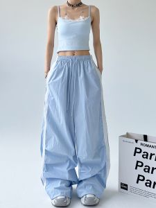 High Waist Striped Zigzag Color Block Casual Wide Leg Pants for Women Nylon Material Quick Dry Suitable for Summer and Sports