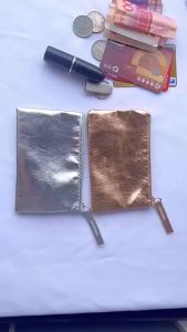 New Patent Leather Zipper Coin Purse Rose Gold Silver Color Ultra-thin Card Coin Key Storage Bag Mini Wallet Purse Girls Gifts