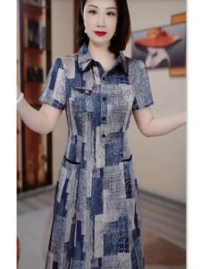 MAIMEI | Summer New Style Womens Cheongsam Dress High Waist A-Line Skirt Short Sleeve Floral Print Elegant Brand Maternity Dress