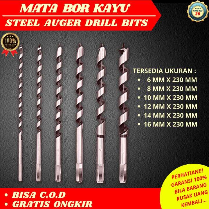 Mata Bor Kayu Auger Bit 6MM 8MM 10MM 12MM 14MM 16MM Lazada Indonesia