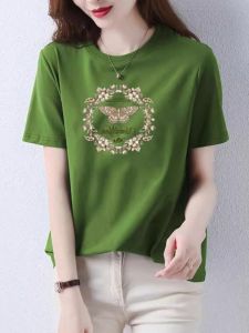 Bean Green Slimming Fashion Print T-Shirt