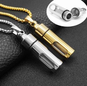 Stainless Steel Keepsake Tube Bottle Pill Liquid Holder Pendant Necklace Detachable and Easy to Carry