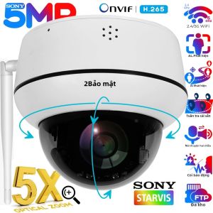 Camera Wifi Dome PTZ 5MP Với Zoom Quang Học 5X Camera IP An Ninh Gia Đình Không Dây Theo Dõi Hình Người Âm Thanh Hai Chiều Giám Sát Trong Nhà/ngoài Trời
