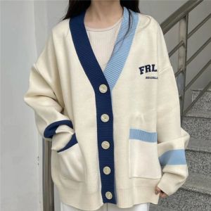Wanita Sweaters Pakaian Rajut Lengan Panjang Longgar Polos Tops Cardigan Mantel