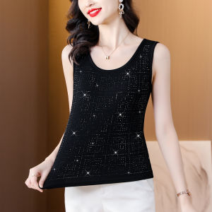 Spring & Fall Hot Drilling Tank Top Small Slip Top Female Western Style All-Matching Outer Wear Inner Wear Undershirt Summer New Sleeveless Tops
