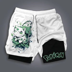 2025 Pokémon Japanese Anime Bulbasaur Peripheral Double Shorts Pokémon Summer Mens Fashion Breathable Sports Pants