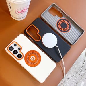 Compatible with S26 Ultra graphene cooling phone case S25 Plus magnetic vegan leather S24 shockproof S25 protective case h260709