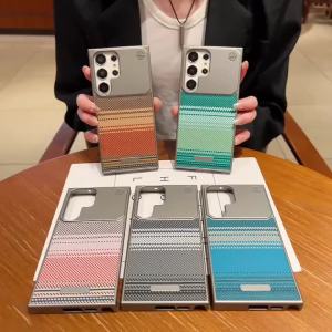 Woven Texture Frameless Ultra-Thin Magnetic Case For Magsafe Samsung Galaxy S26 Ultra S25 S24 FE S23 S22 Ultra Plus A55 A56 A57
