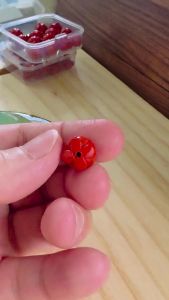 Cinnabar Strawberry Charm Bead Red DIY Bracelet Necklace Pendant Through-Hole Jewelry Making Accessory Chinese Auspicious Charm Gift - RRC