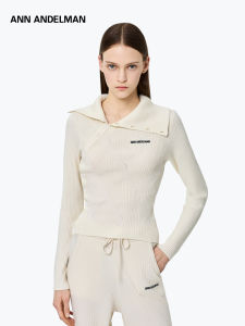 ANN ANDELMAN | Diagonal Placket Knit Top Slim Fit