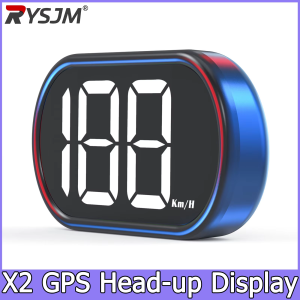 RYSJM | Digital Speedometer White Green X2 GPS HUD Car Head Up LCD Display KMH 2 Inch Big Front Speed Gauge for All Car Plug and Play