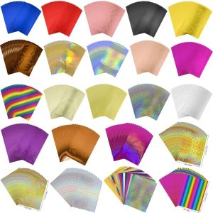 กระดาษฟอยล์ปั๊มร้อนสำหรับงาน DIY ขนาด 20x29 ซม. 50 ชิ้น/แพ็ค ใช้กับเครื่องพิมพ์เลเซอร์และเครื่องเคลือบบัตร