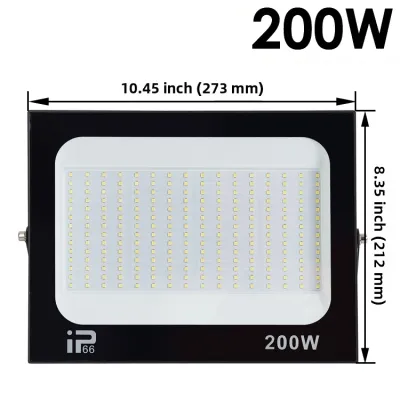 Đèn Pha LED 100W 200W IP66 Vỏ Đen Chống Nước Cho Sân Vườn Cổng Đường Phố Tường Phong Cách Hiện Đại Chiếu Sáng Ngoài Trời