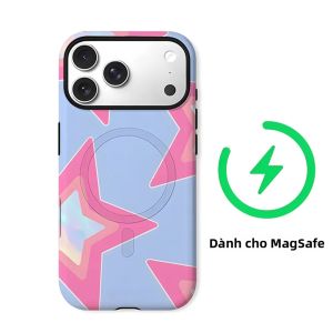Ốp Điện Thoại iPhone 18/17/16/15/14/13/12/11 Pro Max Plus Hai Lớp Họa Tiết Sao Hồng Hologram - Chống Sốc Chống Xước Chất Liệu TPU Mềm