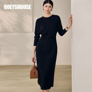 Roey s house | Elegant Minimalist Autumn Batwing Sleeve Dress