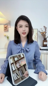 LED Makeup Mirror Portable Mirror Foldable Dressing Mirror 3 Colour Lighting Rechargeable Desktop Mirror