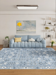 YUNHAOBUYI | Blue Cream Style Carpet Easy-care Dirty-resistant