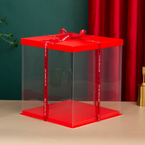Transparent Disposable Birthday Cake Box Double Layer Triple Layer Large Size Extra Height Two Layer Three Layer Packaging Box