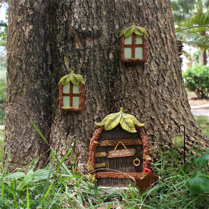 Resin door and window set night fluorescent creative garden outdoor courtyard decoration big tree decoration ornaments