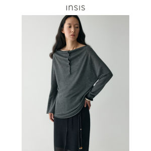 INSIS FEMME | Off-Shoulder Half Button Placket Flared Neck Loose Summer Knit Top