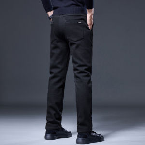 กางเกงขายาวทรงตรงผ้าขนแกะหนาสำหรับผู้ชายในฤดูหนาว กางเกงขายาวลำลองแบบหนาและอบอุ่นสำหรับใส่ไปทำงาน ทรงหลวม เหมาะกับฤดูใบไม้ร่วงและฤดูหนาว