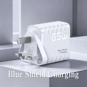 BlueShieldCharging 65W GaN Charger Set USB‑A to 8-Pin Cable for i14 i13 and below Safe Anti‑Shock