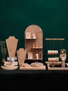 Jewelry Display Stand Retro Series Beech Bracelet Stand Stud Display Earrings Necklace Stand Ornament Display Prop Decoration