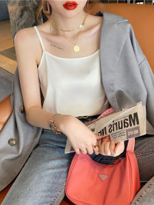 เสื้อกั๊กไหมเนื้อนุ่มสไตล์ฝรั่งเศสสำหรับผู้หญิง แขนกุด คอวี ทรงหลวม สไตล์ฤดูร้อน 2023 เสื้อผ้าทำงานสำหรับผู้หญิงไซส์ใหญ่