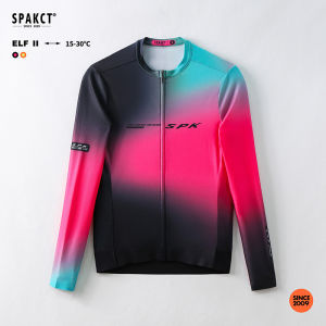Spakct | SPAKCT Mens Long Sleeve Cycling Jersey Ultra-Lightweight Breathab Autumn Cycling Suit With Colorful Gradient