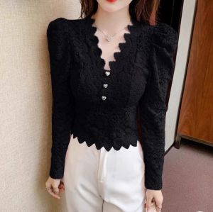 ECLAIRE 003 Blouse Blus brushed lace brokat brukat Longsleeves Classy Vintage bohemia Import mgbo