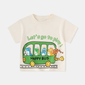 be top | Summer Bus Dinosaur Pattern Boy T-shirt