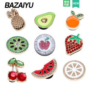 Bazaar Brand DIY Shoe Buckle Accessories Gold Metal Fruit Shoe Flower Decoration Buckle for Cross/Crocs