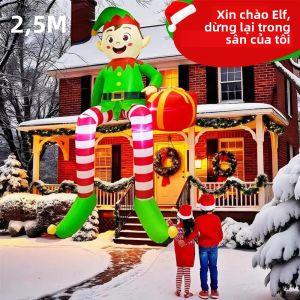Mô Hình Trang Trí Giáng Sinh Hình Người Yêu Tinh Ngồi 25m Có Gói Quà Tặng Và Đèn LED Tích Hợp Dùng Trang Trí Sân Vườn Ngoài Trời Đạo Cụ Tiệc Tùng
