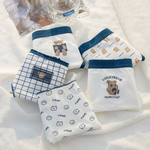 กางเกงในพิมพ์ลายชั่นในคอตตอนบริสุทธิ์กางเกงชั้นในทรงสามเหลี่ยมกลางเอวผ้าฝ้ายเป้ากางเกงนักเรียนพิมพ์ลายเด็กผู้หญิง