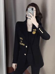 WANGGONGZHU | เสื้อสูทผู้หญิง ทรงสลิมฟิต สไตล์ฤดูใบไม้ผลิและฤดูใบไม้ร่วง ทรงทันสมัย ​​เสื้อคลุมกันหนาวแบบลำลอง เสื้อคลุมกันหนาวสไตล์อเมริกัน