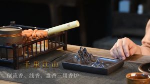 三合一禅意香炉云海香座点香炉檀盘香插倒流香线香托摆件手工雕刻礼品陶瓷线香卧香香插多功能