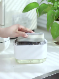 [Free Sponge] Kitchen Press Soap Box Detergent Press Box Dispenser Soap Box Press Soap Dispense Bath