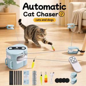 Teeker đồ chơi tương tác cho thú cưng đồ chơi cho chó Điện Di Chuyển Chuột đồ chơi đuổi bắt Với Lông Đuổi Theo Chạy Săn Tập Thể Dục có thể sạc qua USB Với 2 Lông