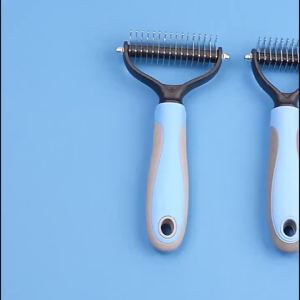 Dual-Sided Pet Dematting Comb Dog Cat Deshedding Brush 2-in-1 Grooming Tool for Tangles Undercoat