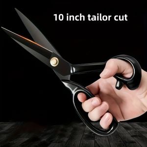 10 Inch Stainless Steel Tailor Scissors with Blackening Process Professional Fabric Cutting Manual Sewing Household Large Sci