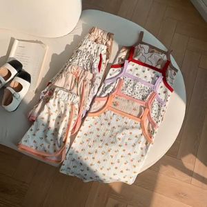 【READY STOCK】Girls Suit Sling Vest + Shorts Suit Set Summer Cotton 儿童吊带套装 (C204)